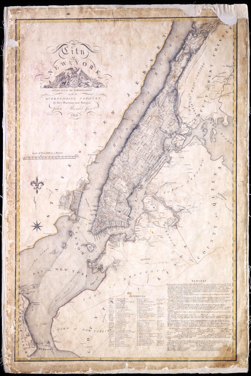 La ciudad de Nueva York, trazada por los comisionados con el país circundante, por su secretario y topógrafo John Randel, Jr., 1814 de John Jr. Randel