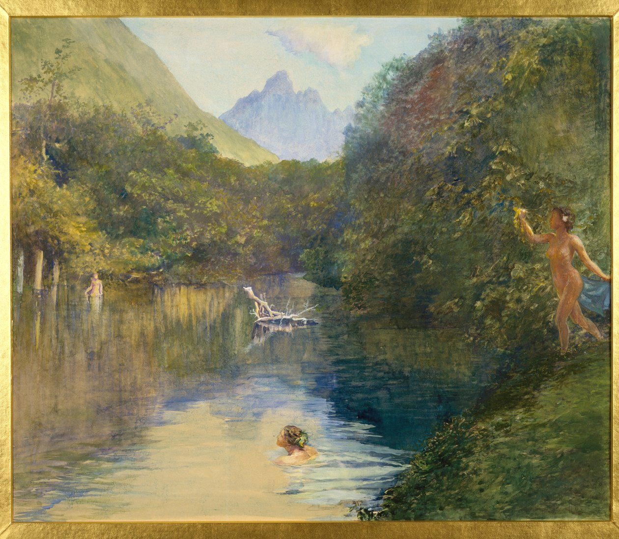 Vado en el extremo superior del Vai-Te-Piha (río Tautira) Tahití de John La Farge or Lafarge