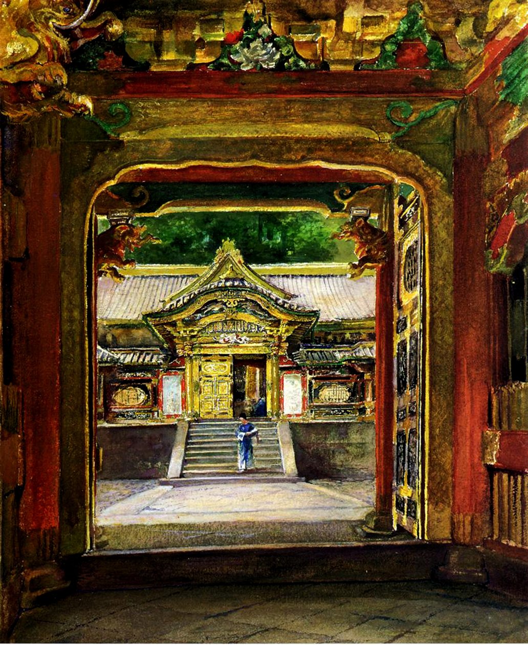 La 3ª Puerta, Templo Iyemitsu, Nikko, Japón, c.1886 de John La Farge or Lafarge
