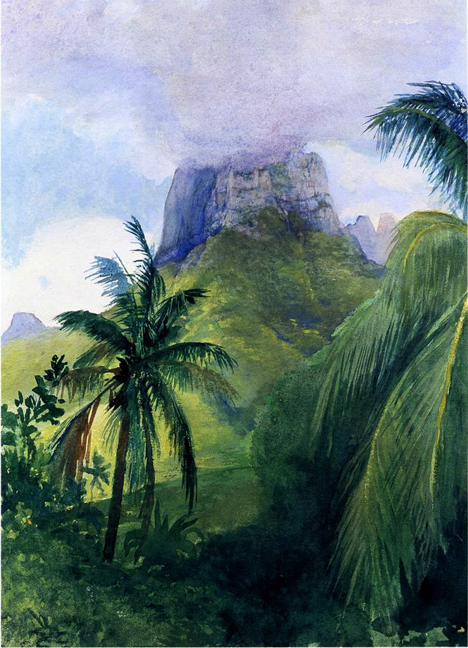 El Pico de Maua Roa, Moorea, Islas de la Sociedad, 1891 de John La Farge or Lafarge