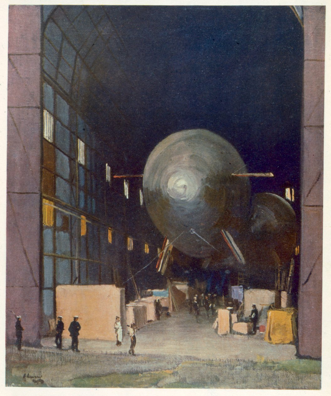 Dirigibles, de Artistas Británicos en el Frente, Continuación del Frente Occidental, 1918 de John Lavery