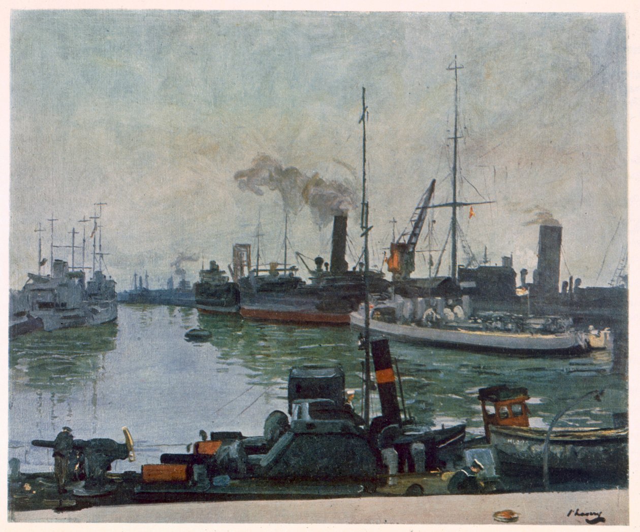 Barcos patrulla, de Artistas Británicos en el Frente, Continuación del Frente Occidental, 1918 de John Lavery
