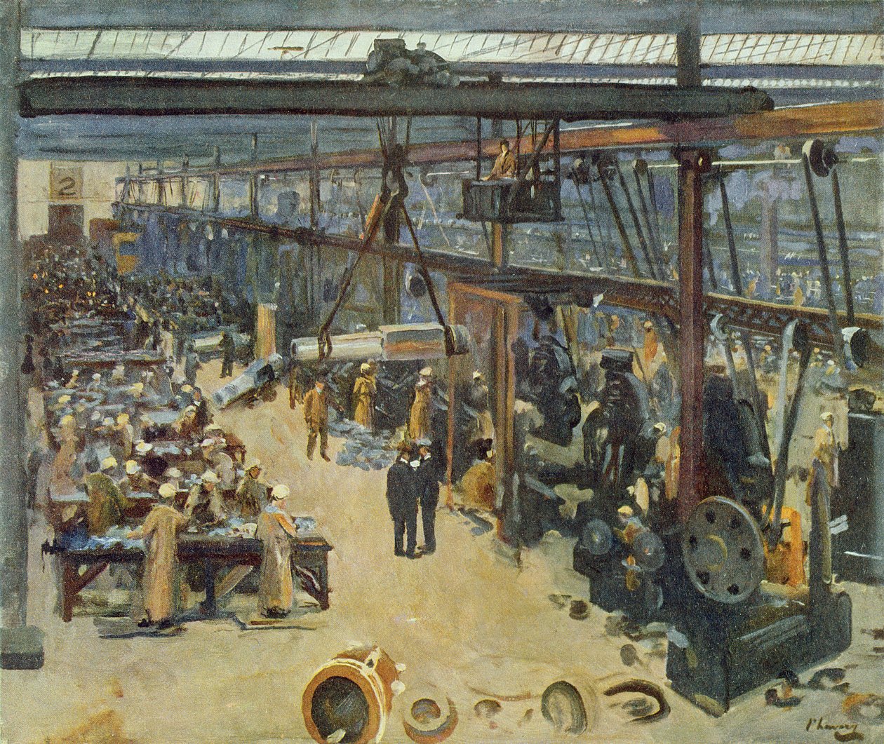 Escena en un astillero de Clyde, (Messrs Beardmore y Co), de Artistas Británicos en el Frente, continuación de 