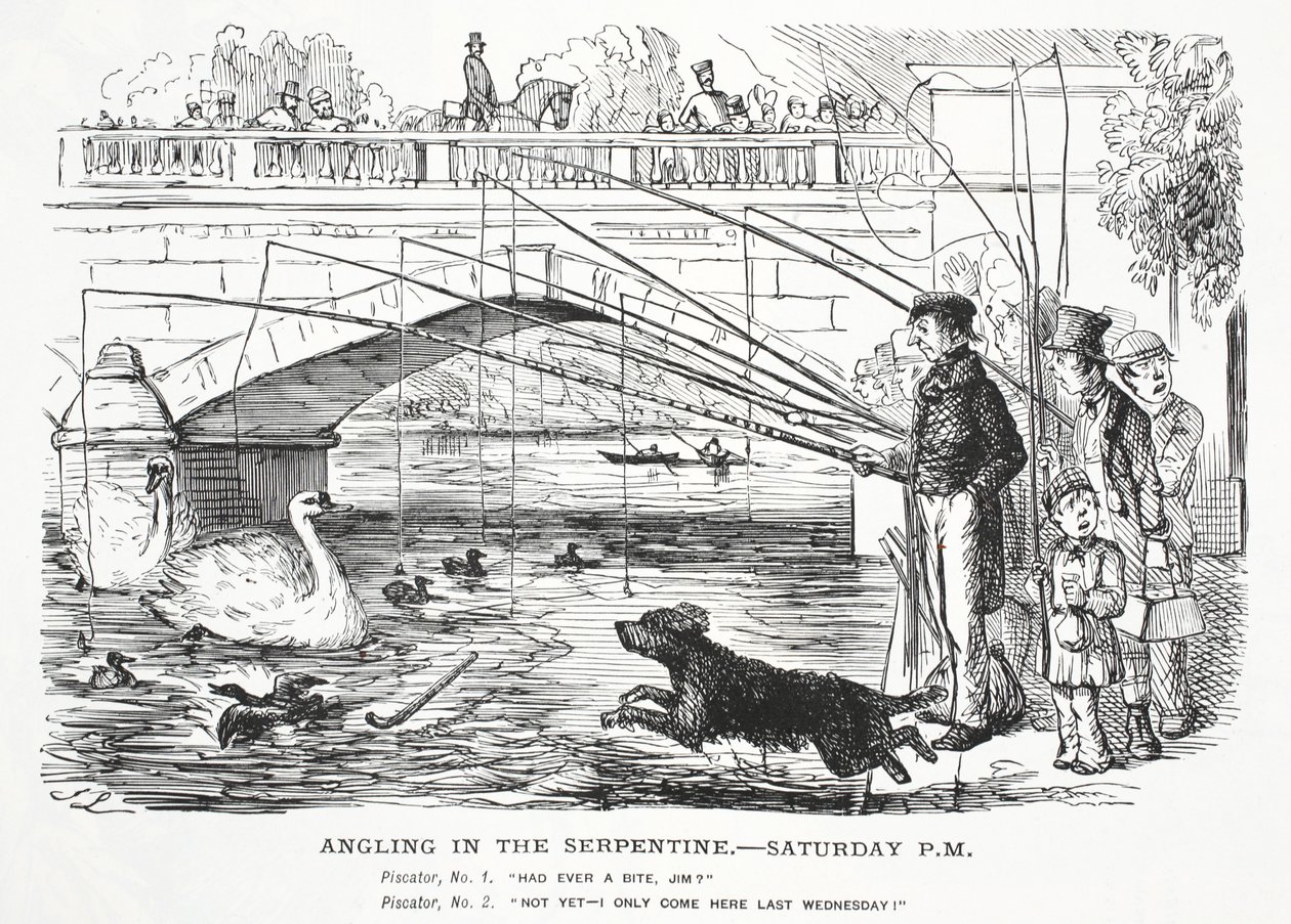 Pescando en el Serpentine — Sábado, P.M. de John Leech