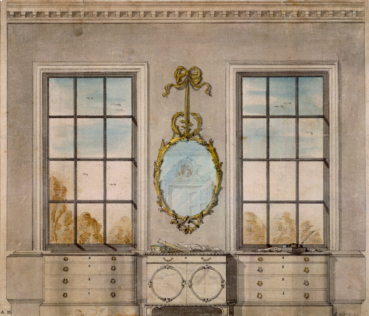 Diseño para una habitación por Linnell John (1723-99) de John Linnell