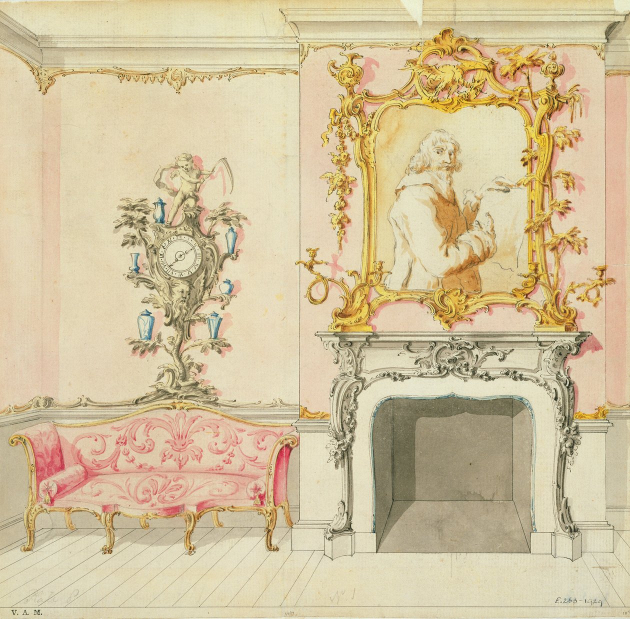 Propuesta para un interior de salón, 1755-60 de John Linnell