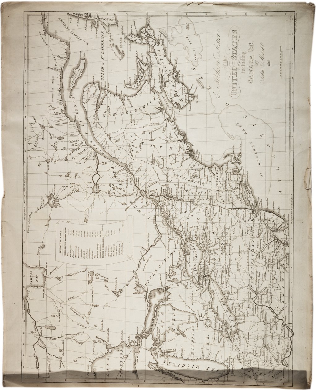 Mapa de los Estados Unidos, 1816 de John Melish