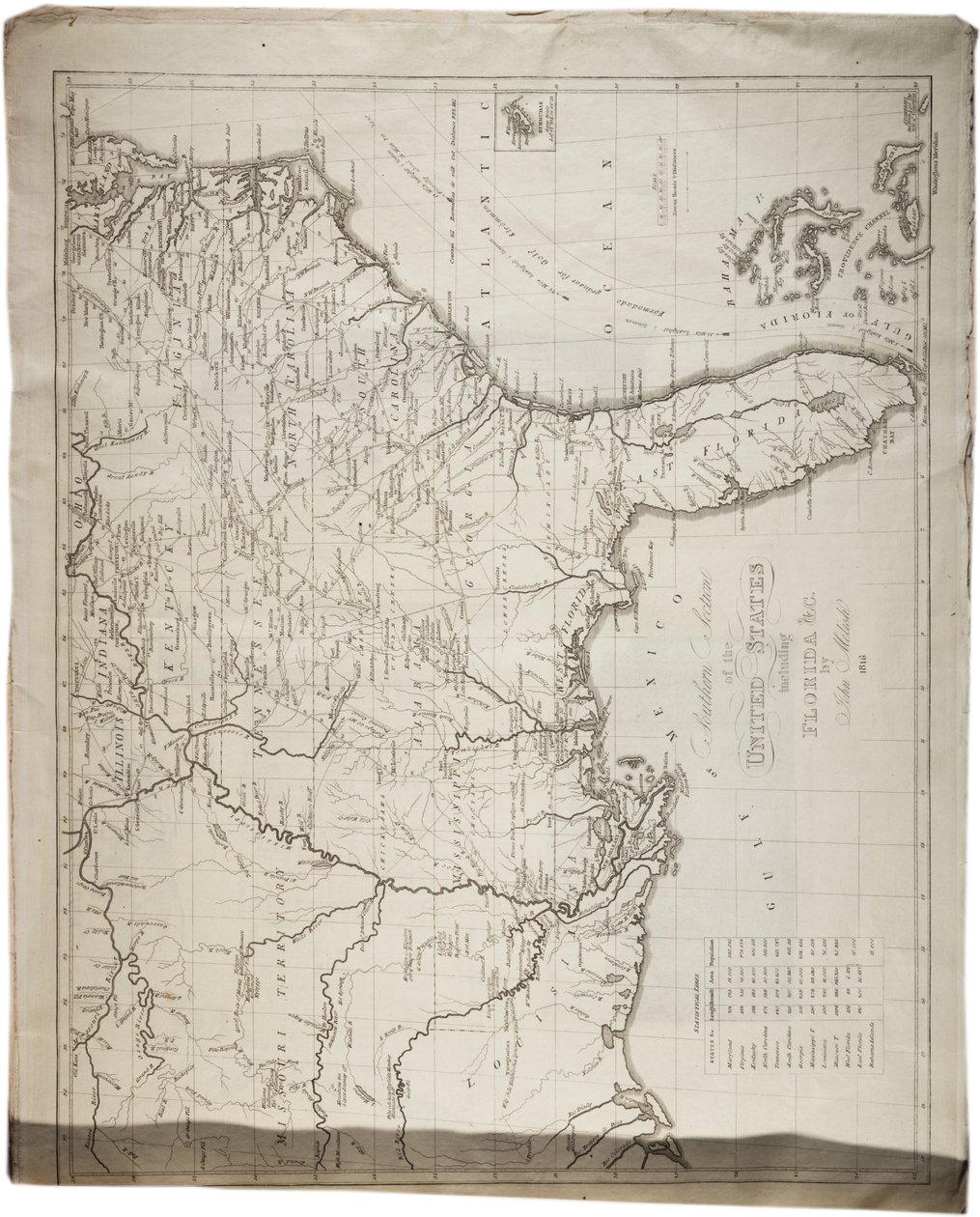 Mapa de los Estados Unidos, 1816 de John Melish