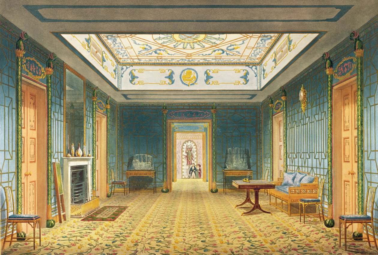 El Doble Vestíbulo o Galería (Sur) sobre el Corredor de Vistas del Pabellón Real, Brighton por John Nash de John Nash