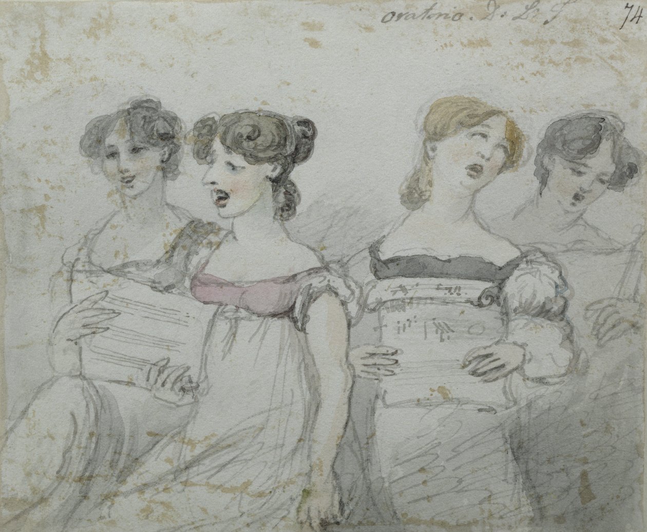 Interpretación de Oratorio en el Teatro Drury Lane, parte dos de un tríptico, 1814 de John Nixon