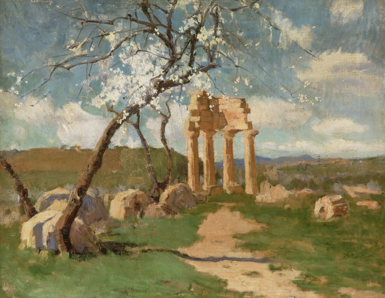 Almendros y ruinas, Sicilia, c.1887 de John Russell