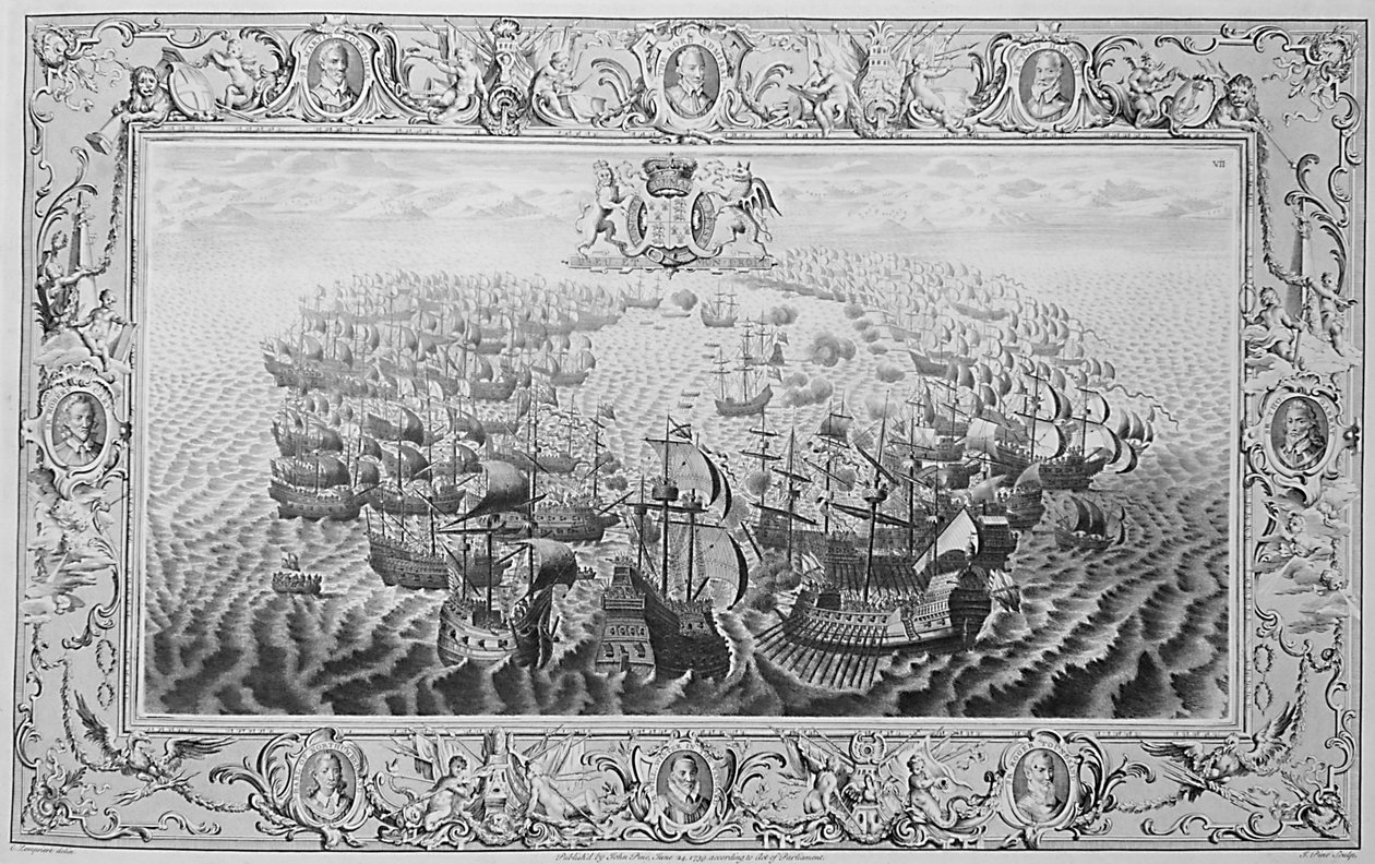 Armada (grabado de un tapiz), 1739 de John Pine