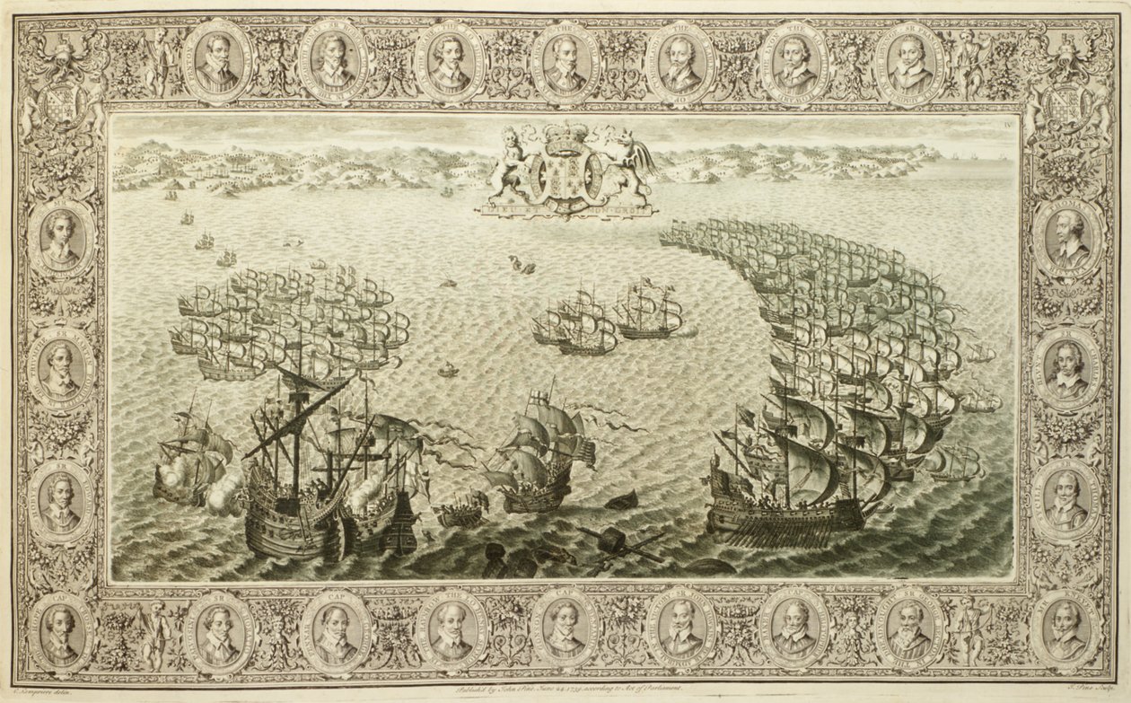Armada (grabado de un tapiz), 1739 de John Pine