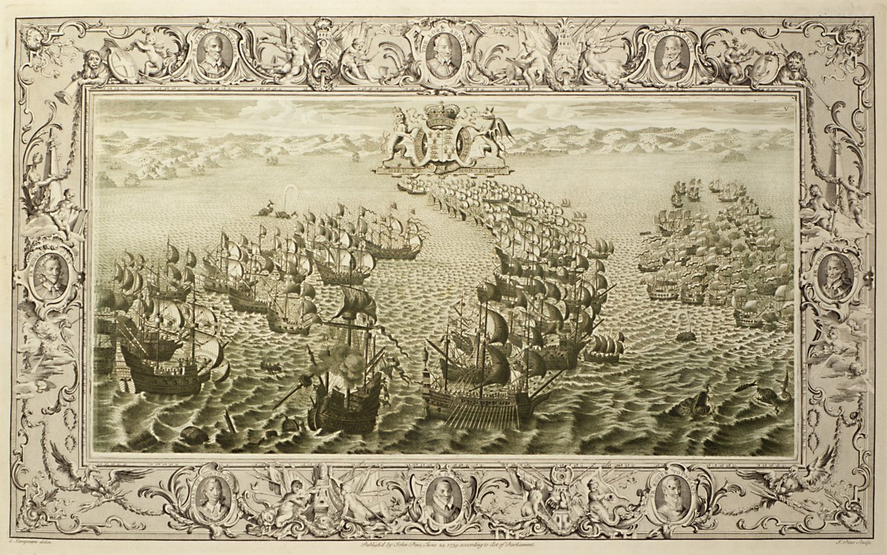 Armada (grabado de un tapiz), 1739 de John Pine