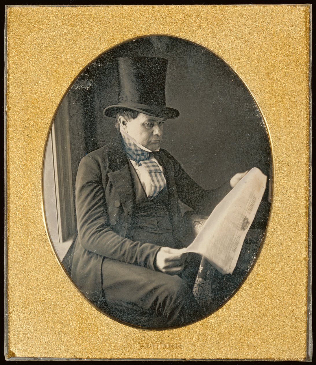 Hombre leyendo un periódico de John Plumbe Jr.