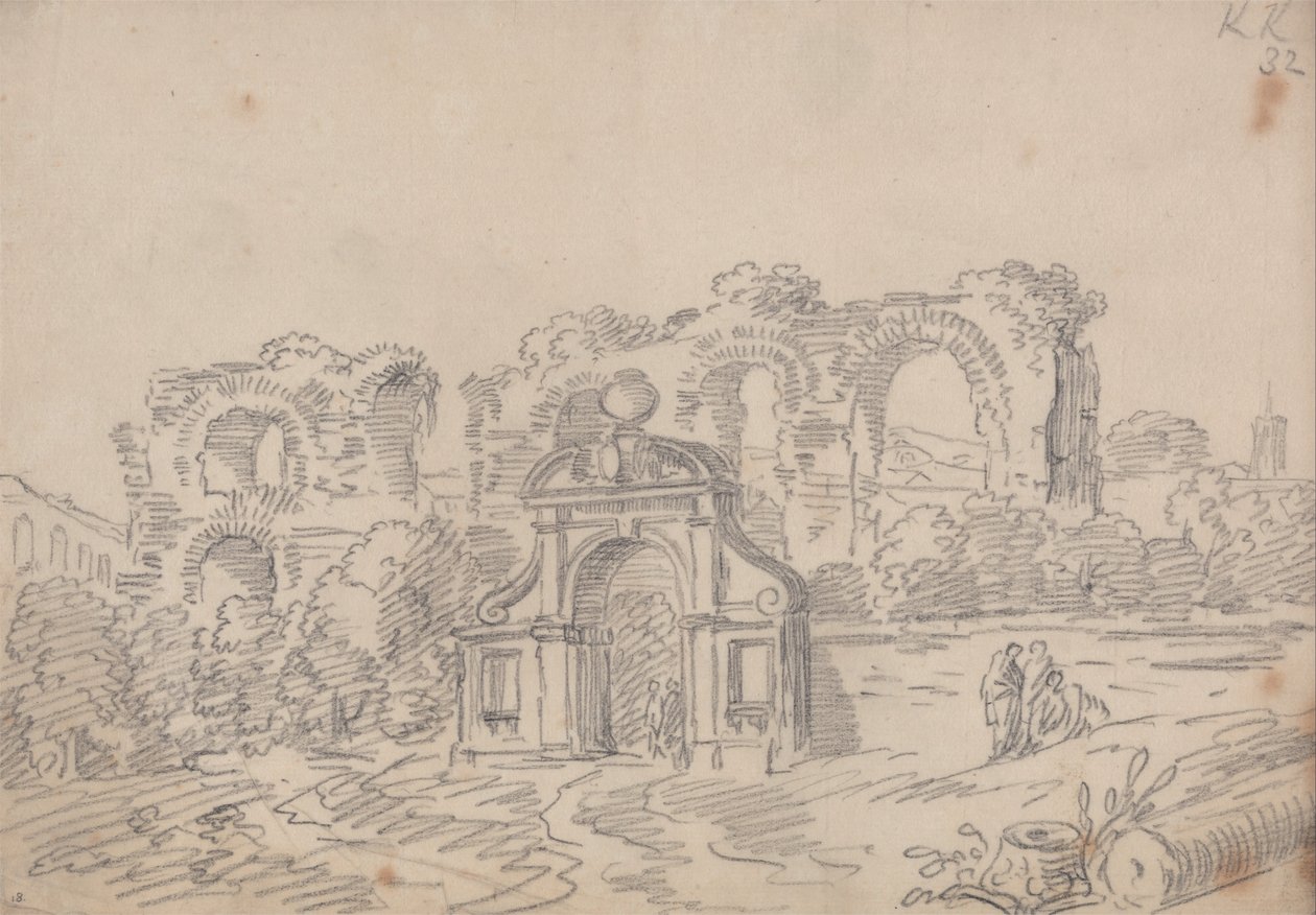 Arco barroco y ruinas del acueducto romano de John Robert Cozens