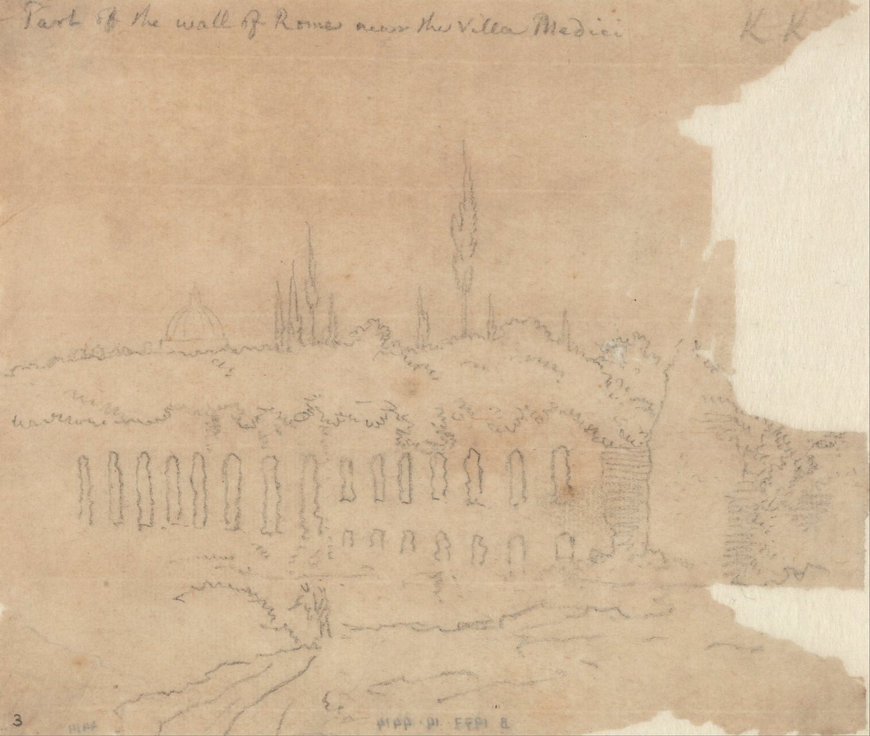 Parte del muro de Roma cerca de la Villa Medici de John Robert Cozens