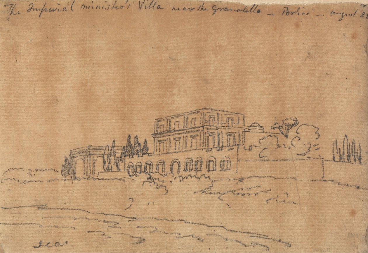 La villa de los ministros imperiales cerca del Granabello, Portici, 28 de agosto de John Robert Cozens