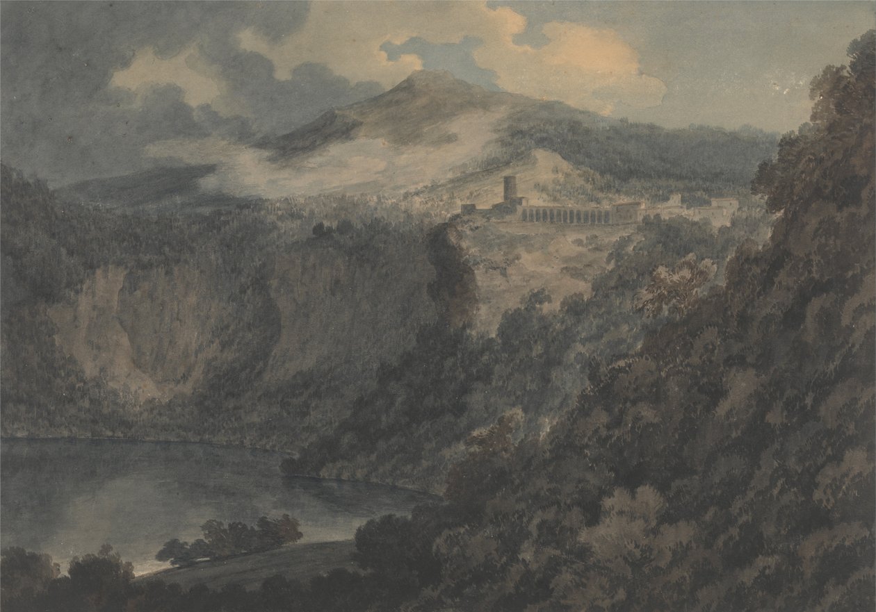 El lago y la ciudad de Nemi de John Robert Cozens