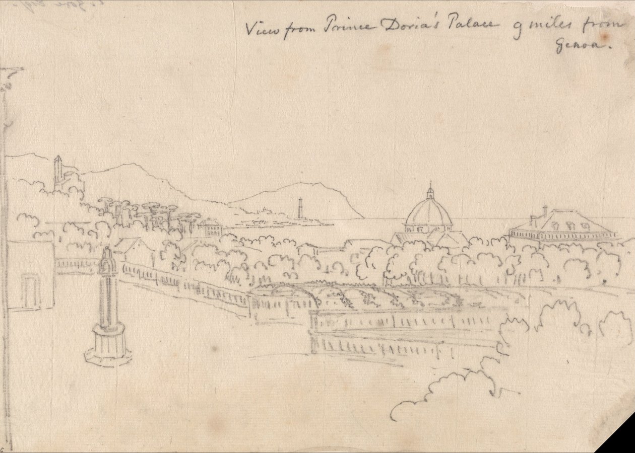 Vista desde el Palacio del Príncipe Doria, a 9 millas de Génova de John Robert Cozens