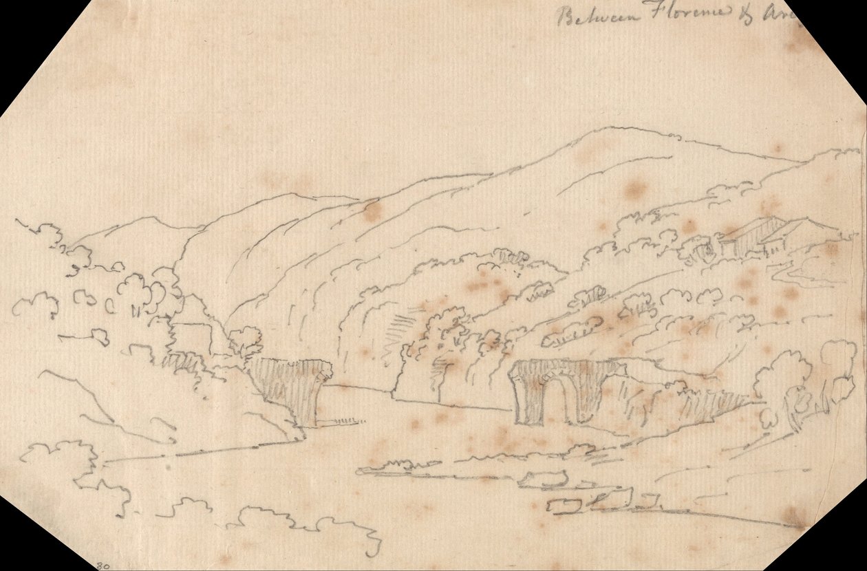 Vista del Arno entre Florencia y Arezzo de John Robert Cozens
