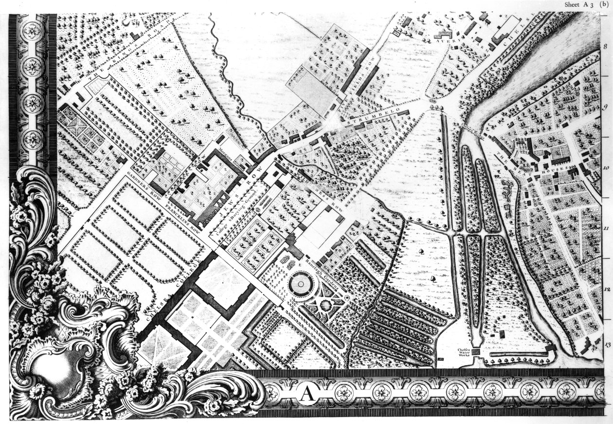 Un mapa de Chelsea, 1746 de John Rocque