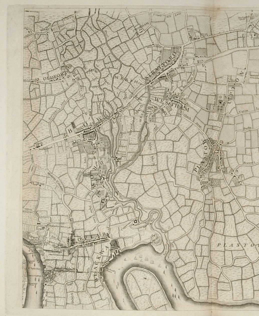 Stratford, Londres, 1746 de John Rocque