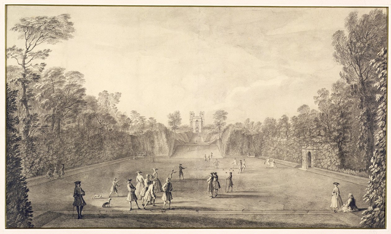 El Campo de Bolos en Claremont, 1738 de John Rocque