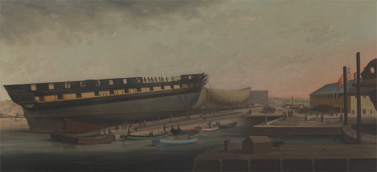 Levantando la fragata de Su Majestad Diana en el astillero de Blackburn, cerca de Plymouth de John Rogers