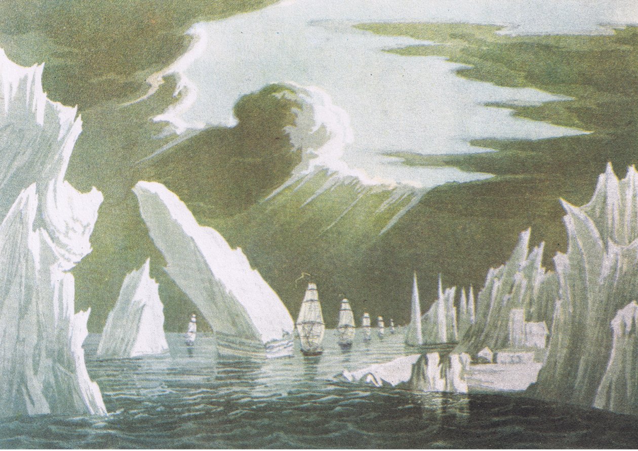 Paso a través del hielo, junio de 1818, del Viaje de Descubrimiento de Sir John Ross 1819, de British Adventure publicado por Collins, 1947 de John Ross