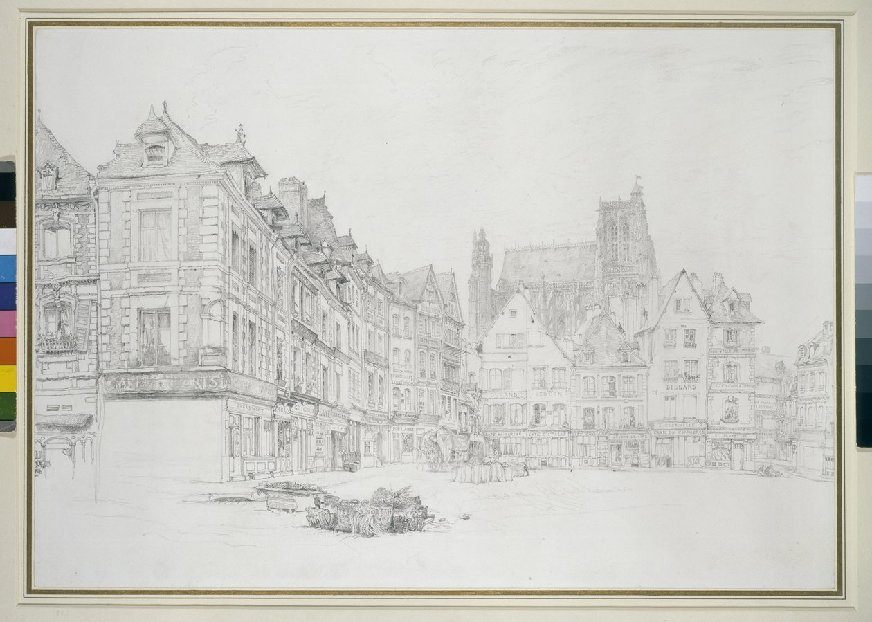 Estudio para (detalle) del mercado, Abbeville, septiembre - octubre 1868 de John Ruskin
