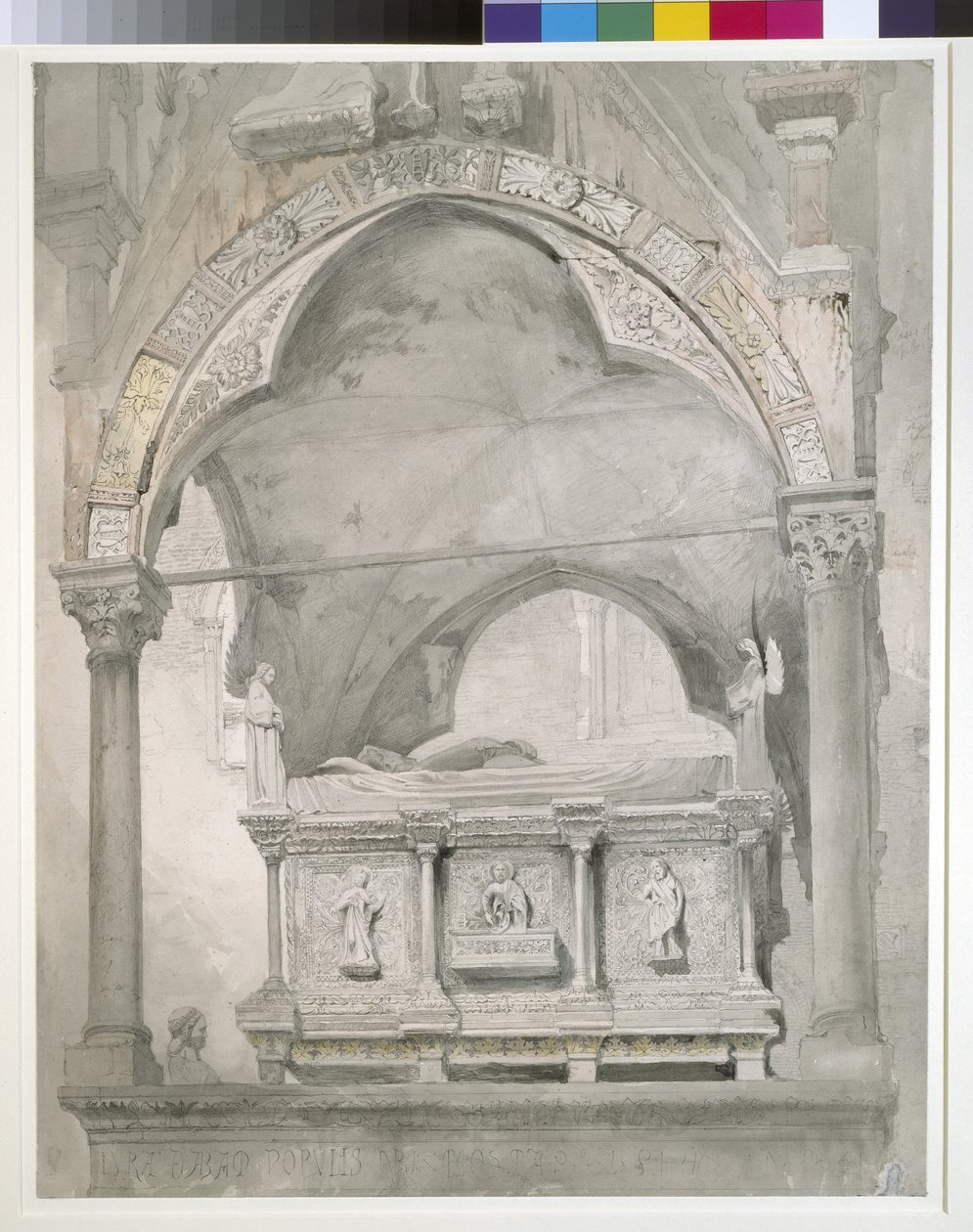 Estudio para (detalle) del sarcófago y dosel de la tumba de Mastino II della Scala en Verona, 1852 de John Ruskin
