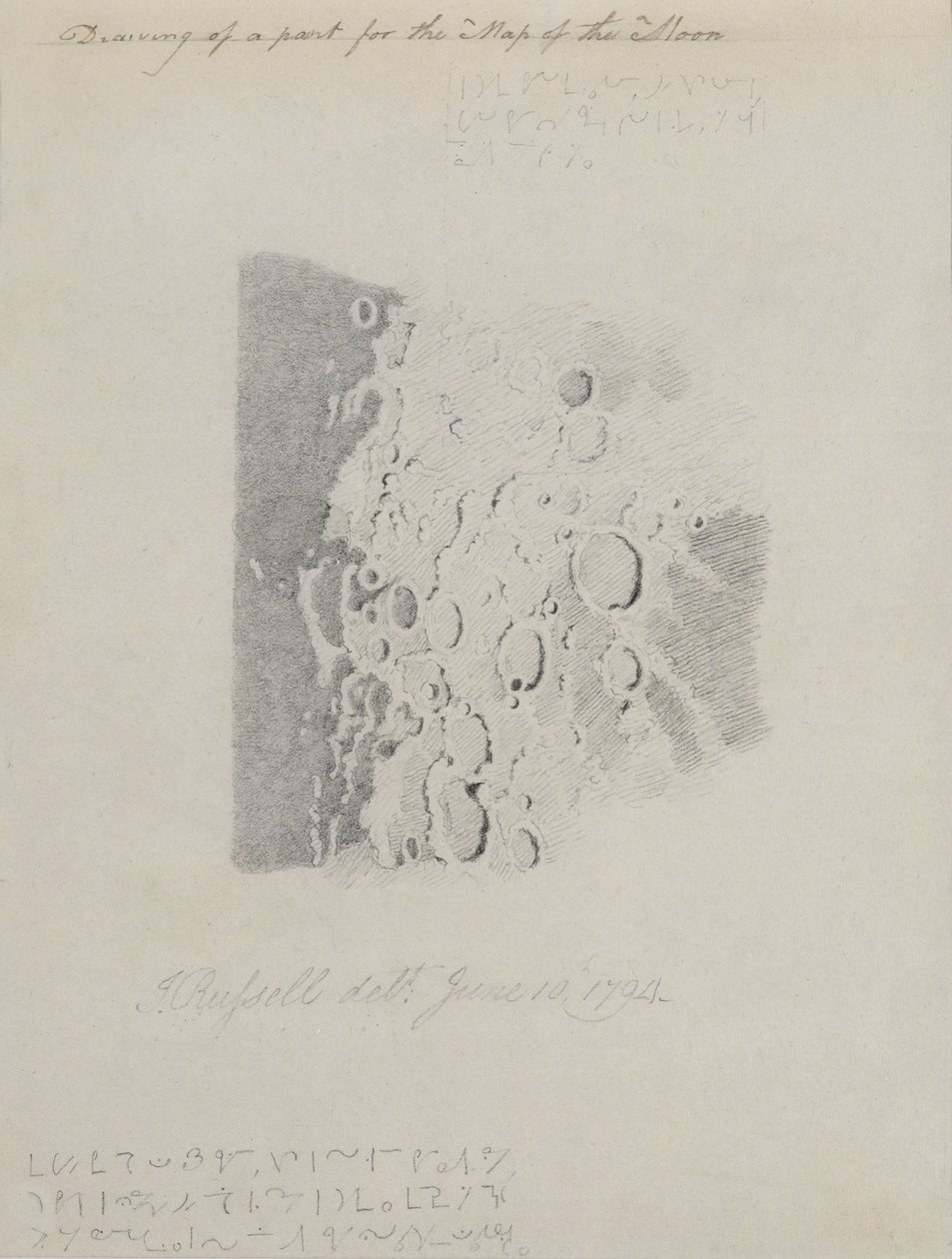Dibujo para el mapa de la luna, 1794 de John Russell