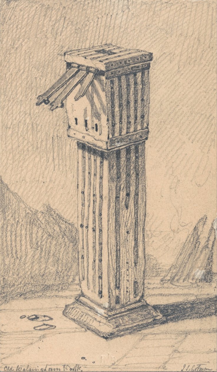 Una antigua caja de limosnas, iglesia de Walsingham, Norfolk de John Sell Cotman
