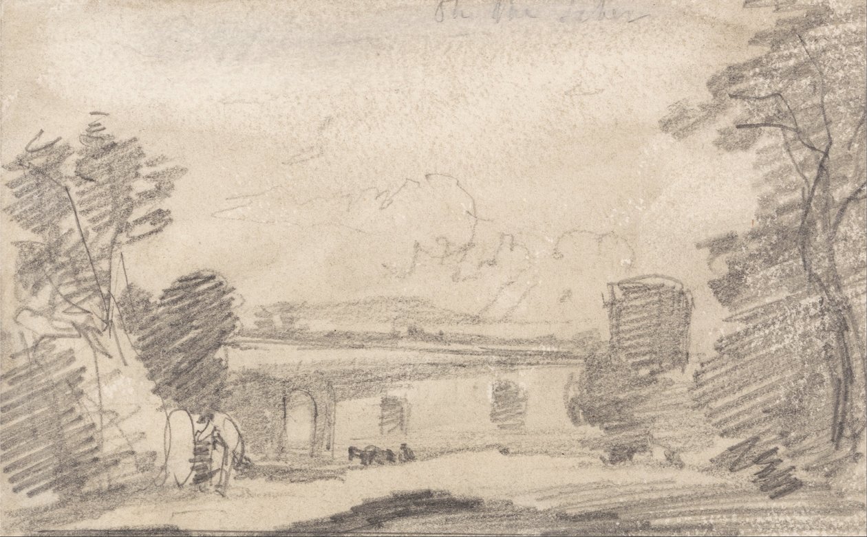 Puente y ruina, después de Richard Wilson; en el Tíber de John Sell Cotman