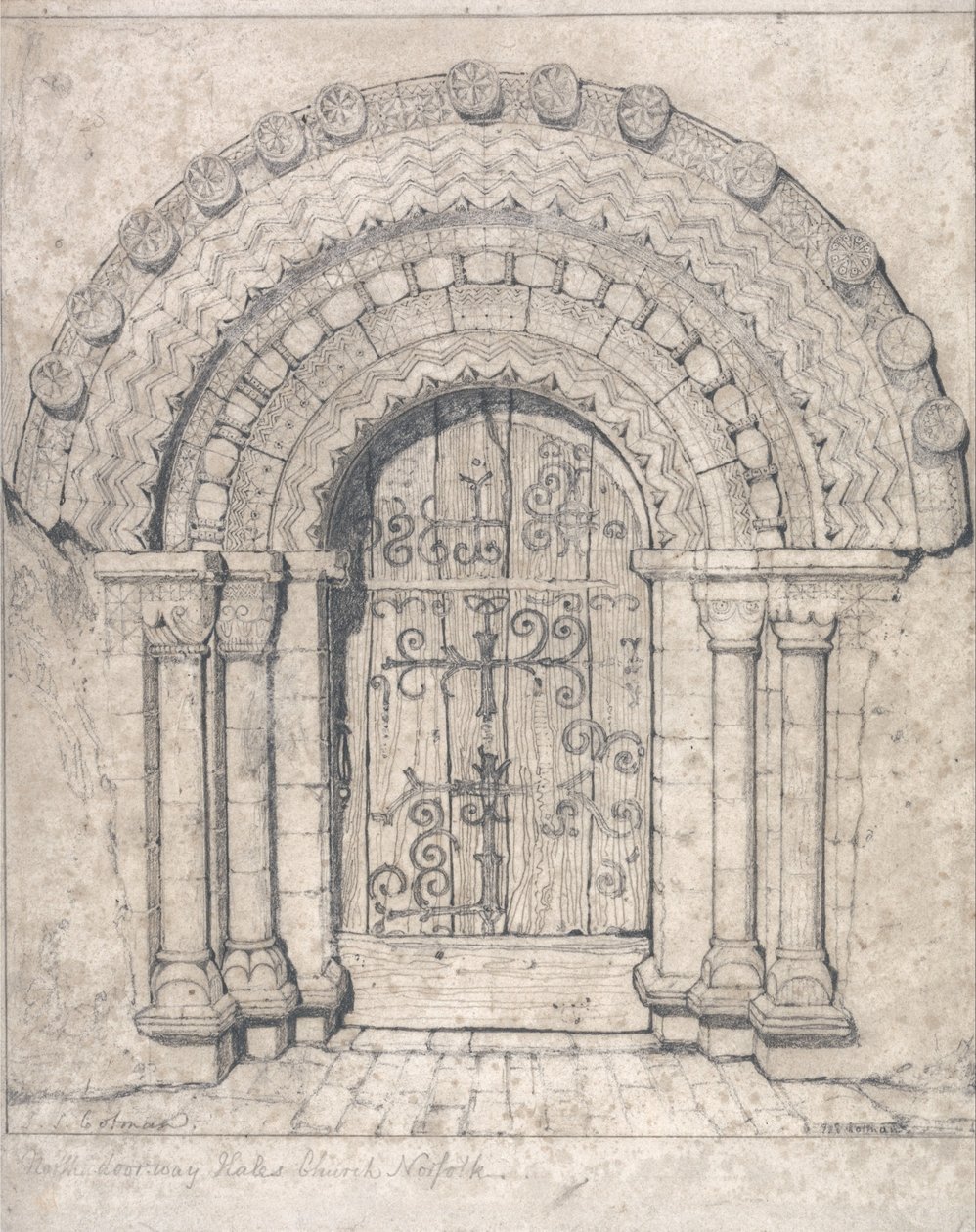 Puerta norte de la iglesia de Hales, Norfolk de John Sell Cotman