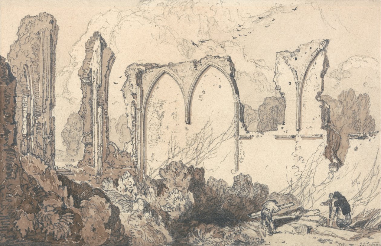 Ruina detrás de la escuela libre, Thetford, Suffolk de John Sell Cotman