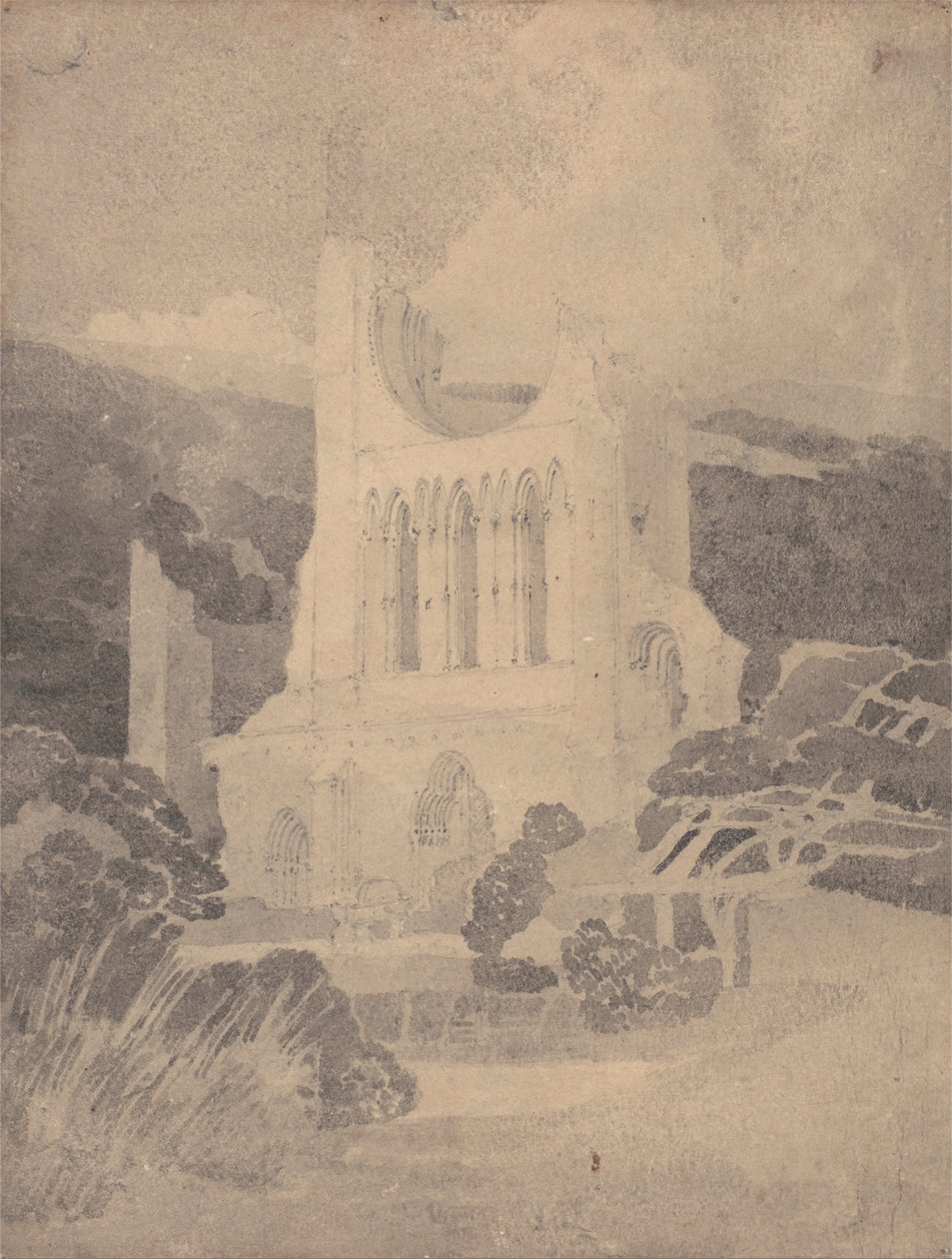 Frente oeste de la abadía de Byland, Yorkshire de John Sell Cotman
