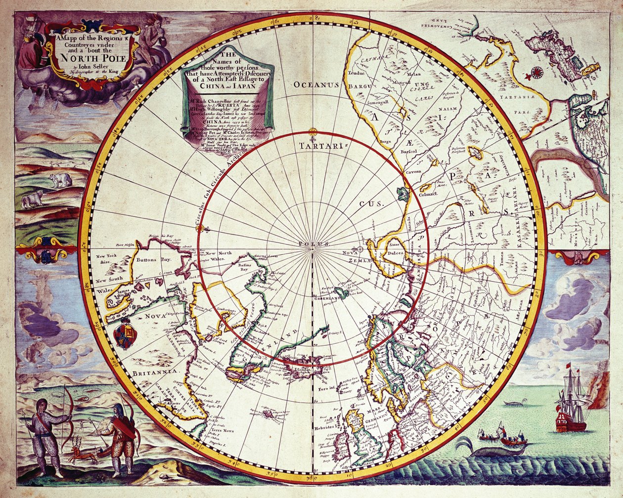 Un mapa del Polo Norte de John Seller