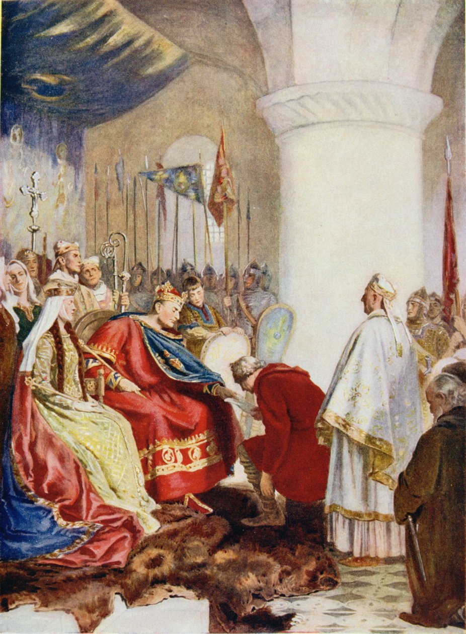 Guillermo (1027-87) otorgando una carta a la ciudad de Londres, ilustración de 