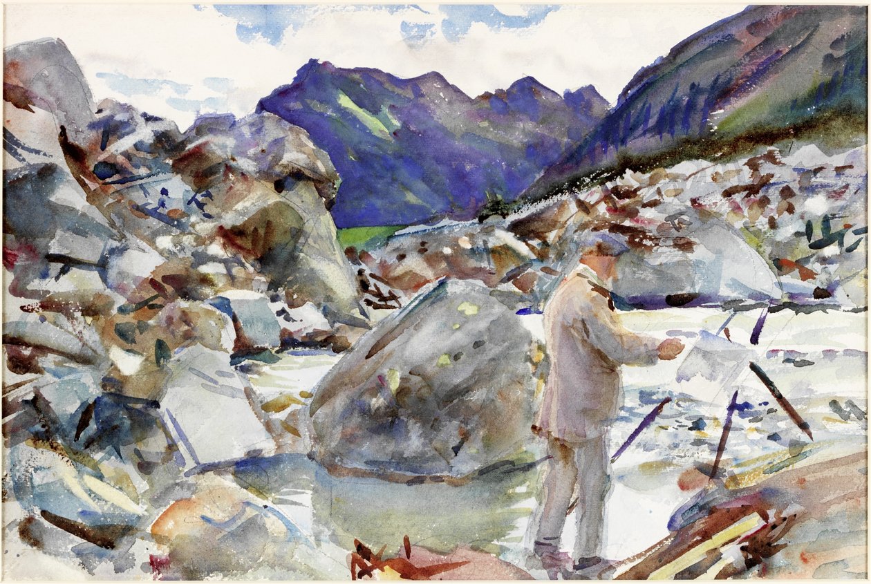 Un arroyo glaciar en los Alpes, c.1904 de John Singer Sargent