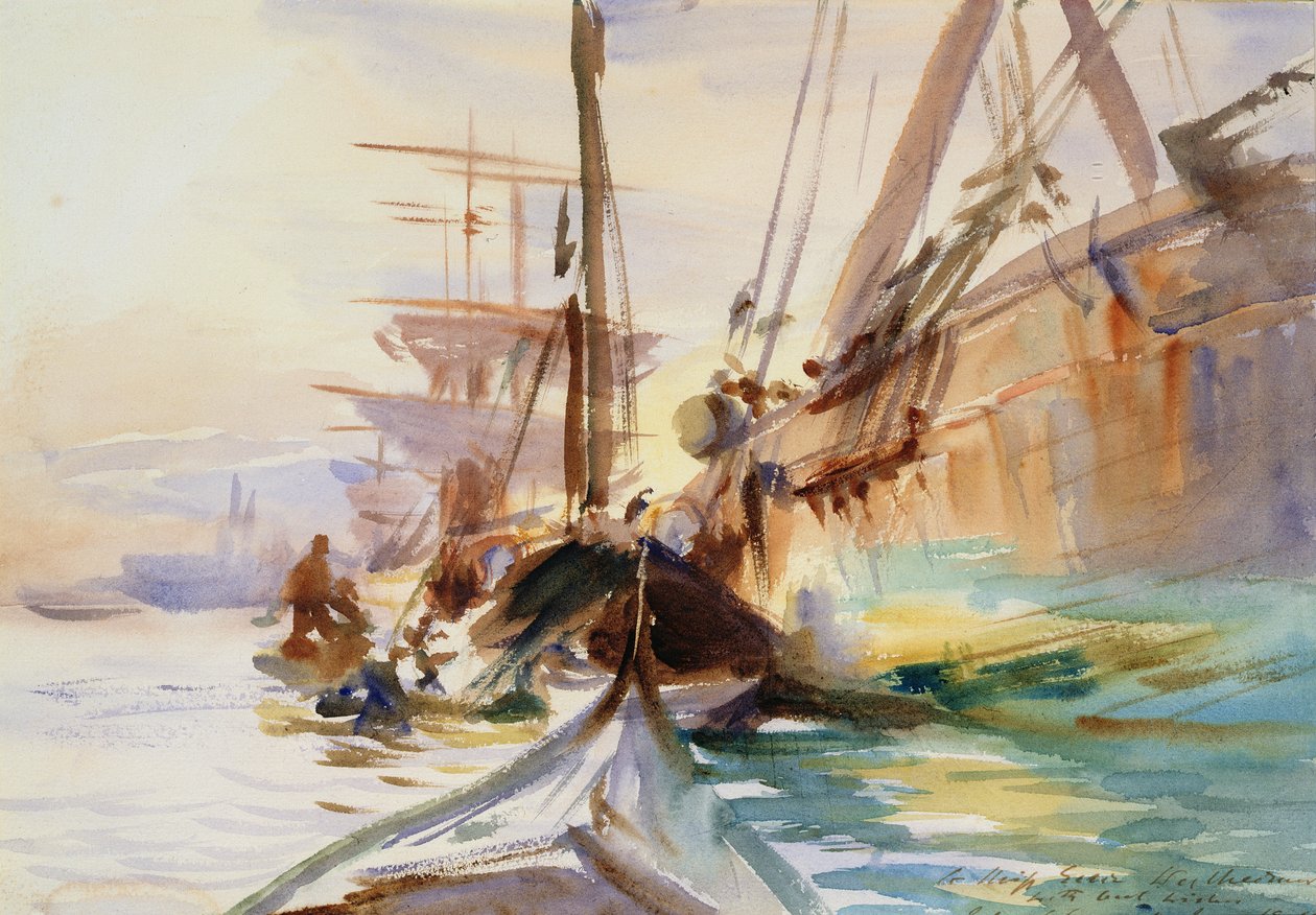 Descargando botes en Venecia, 1904 de John Singer Sargent
