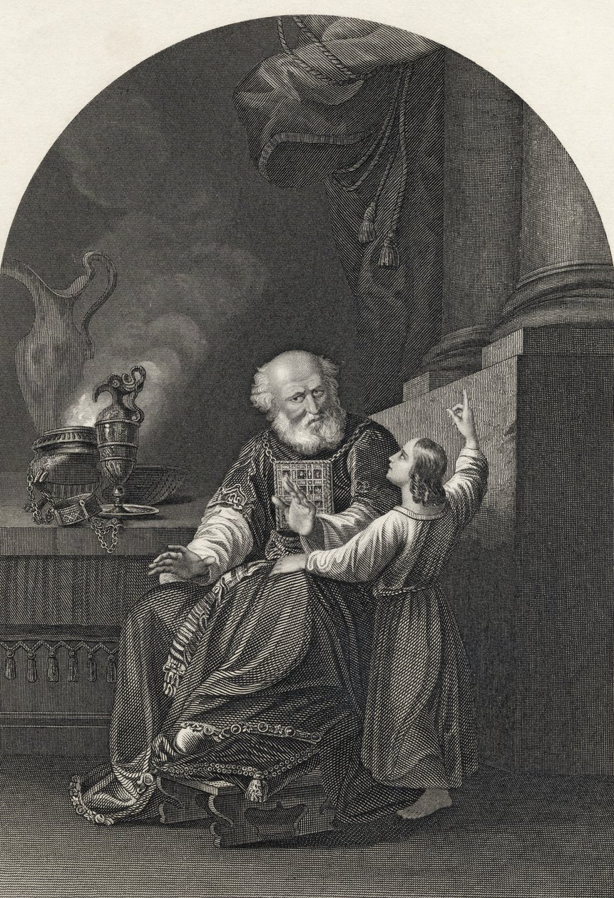 Samuel y Elí, grabado por S. Allen, de 