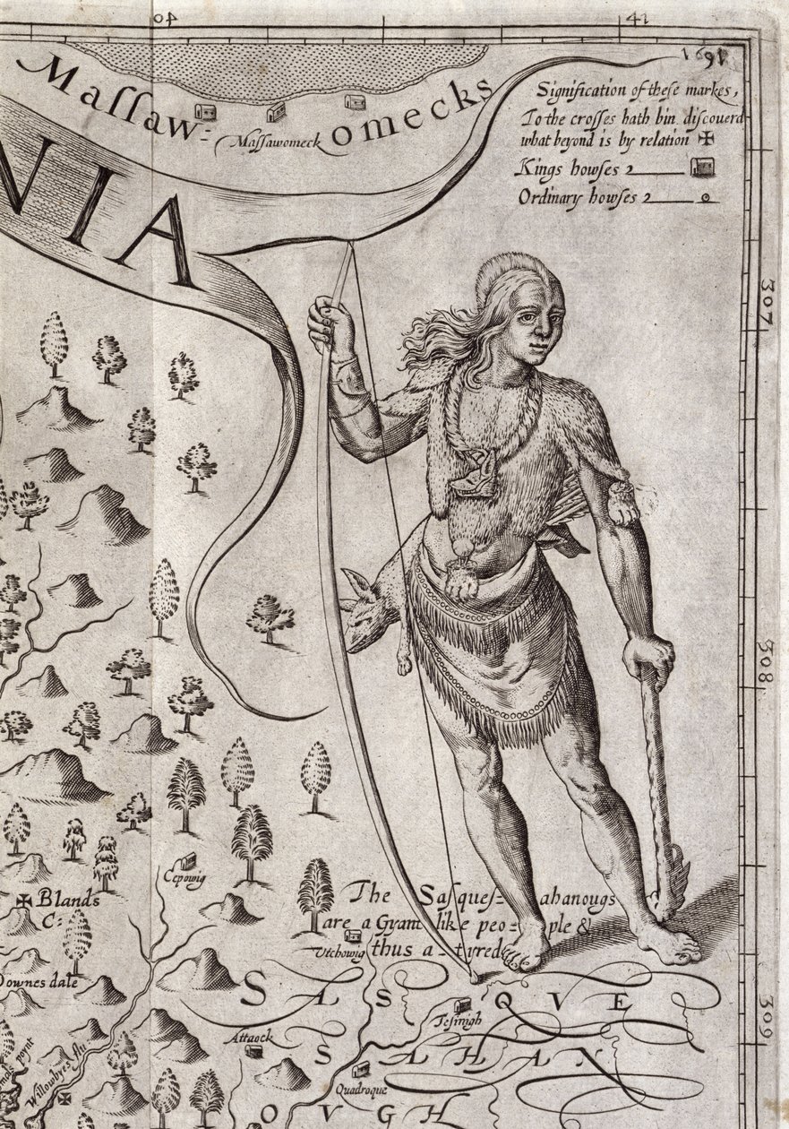 Guerrero Susquehannock (detalle) de John Smith 2