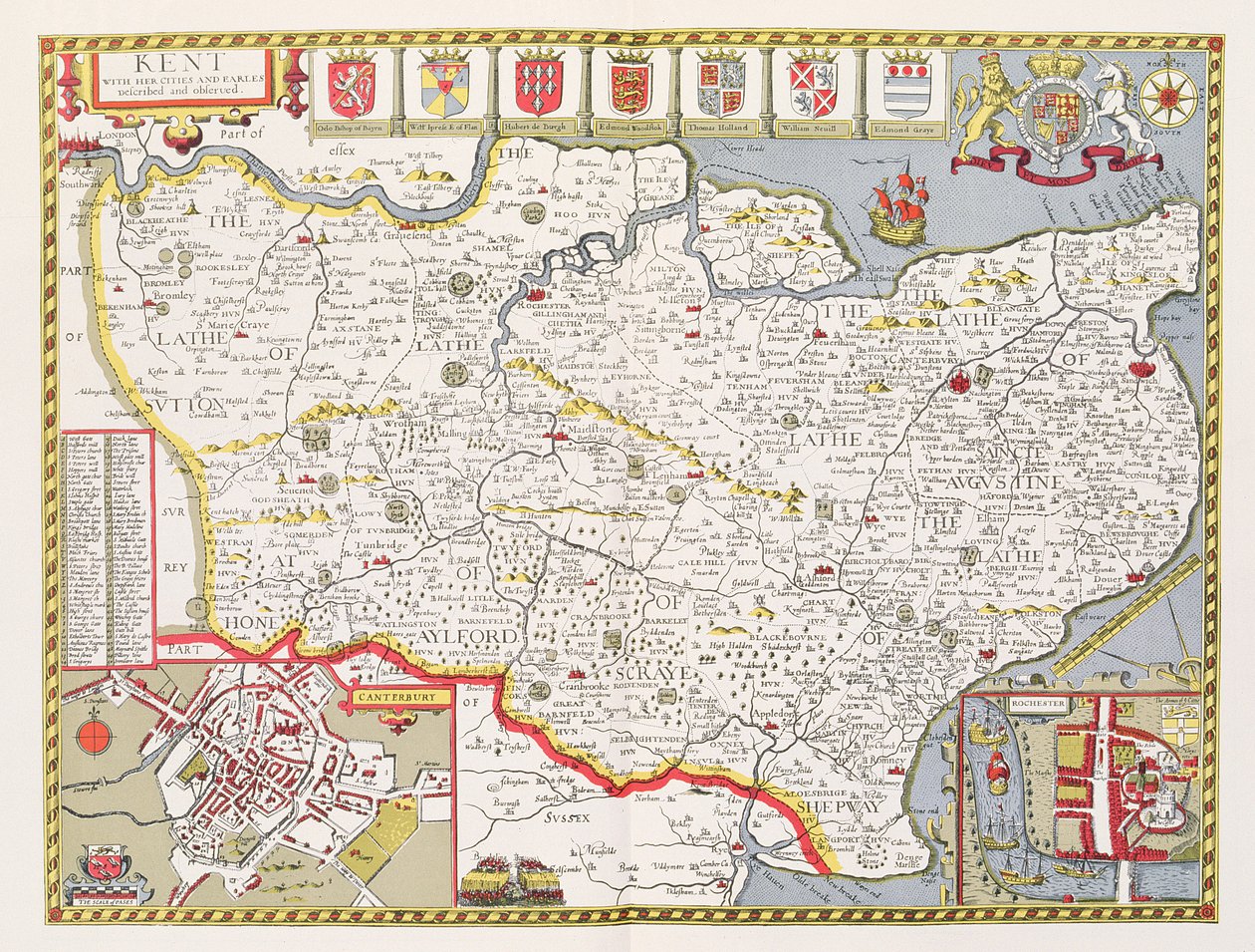 Kent, grabado por Jodocus Hondius (1563-1612) del 