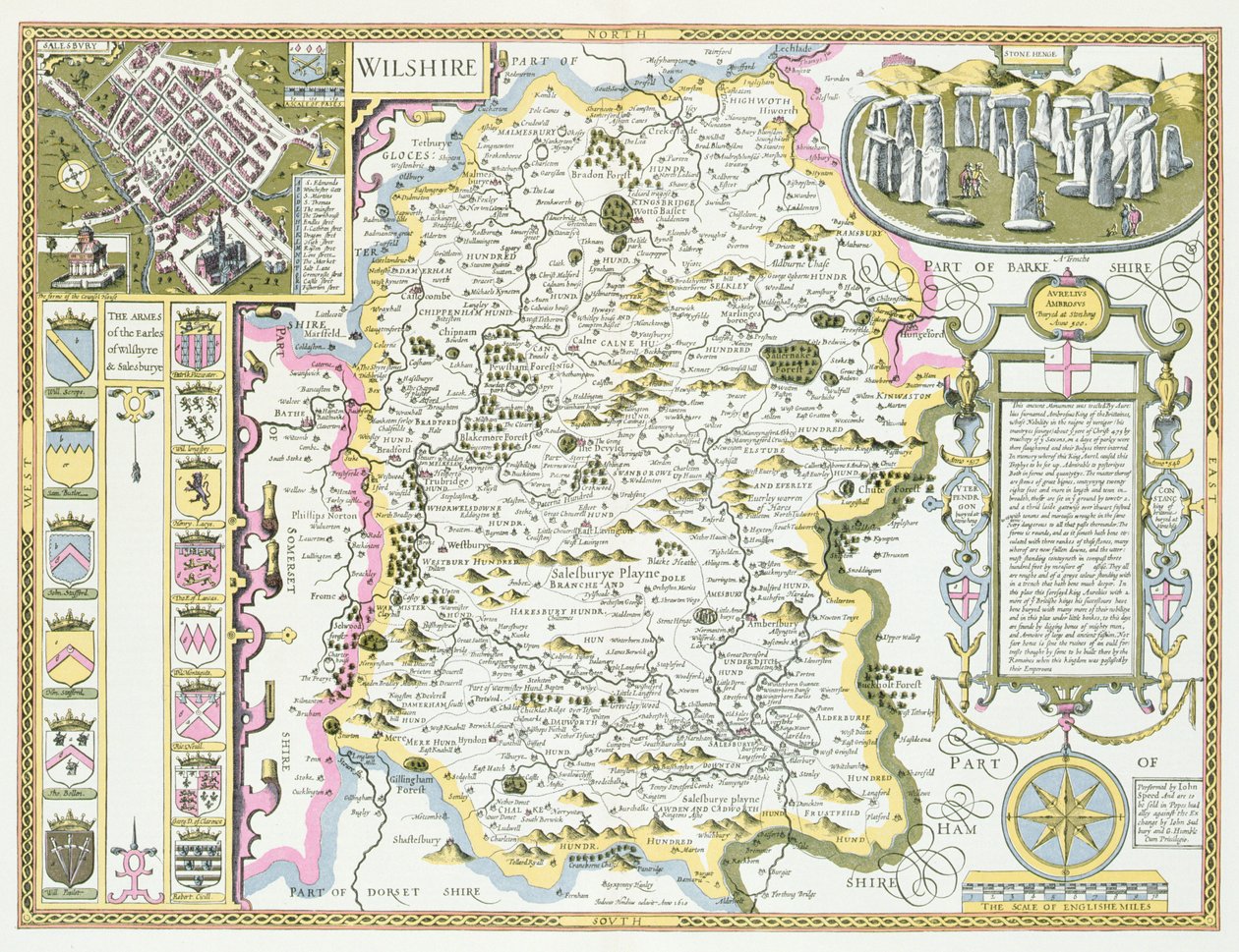 Wiltshire, grabado por Jodocus Hondius de 