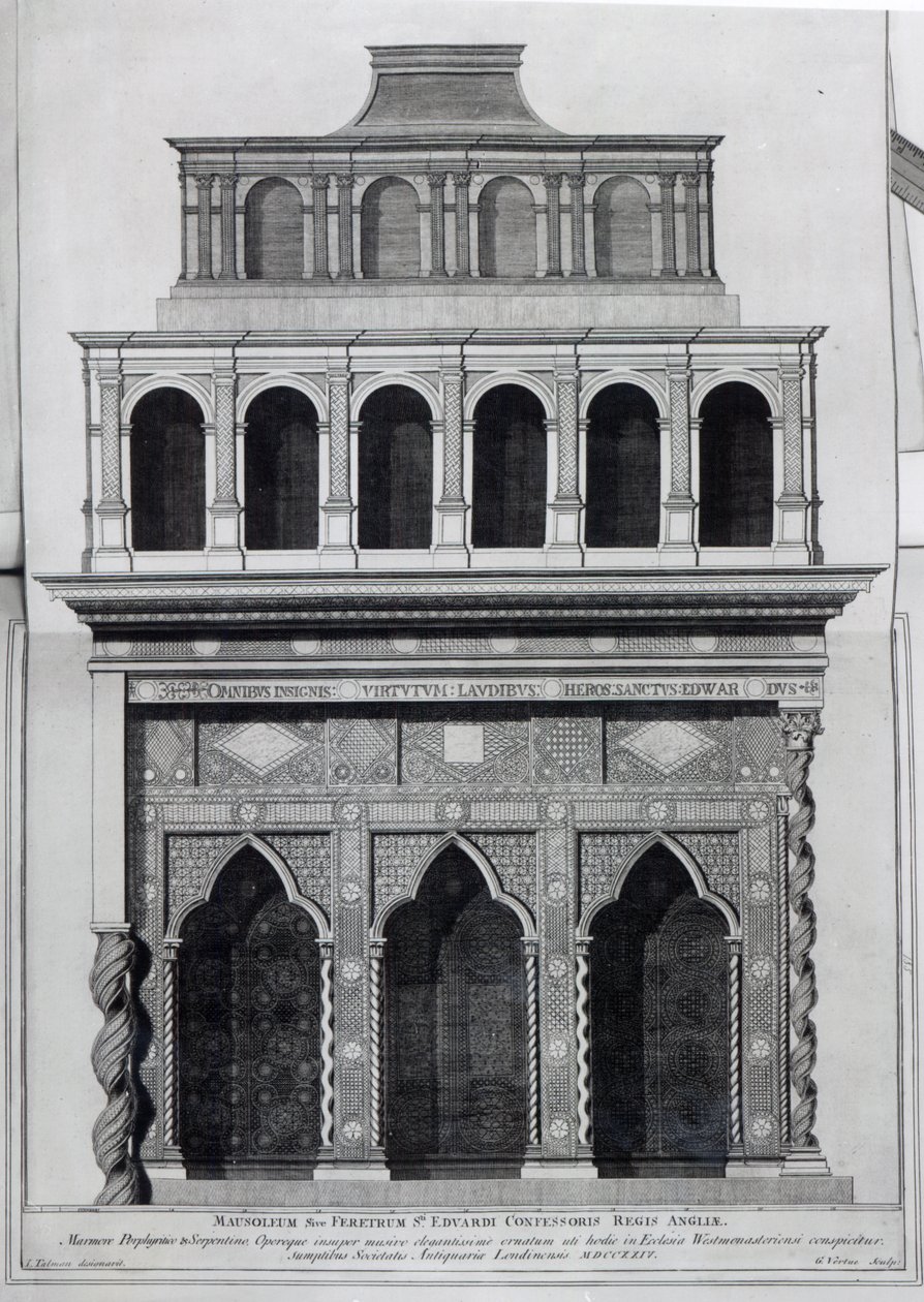 El Santuario del Rey Eduardo el Confesor en la Abadía de Westminster, grabado por George Vertue, 1724 de John Talman