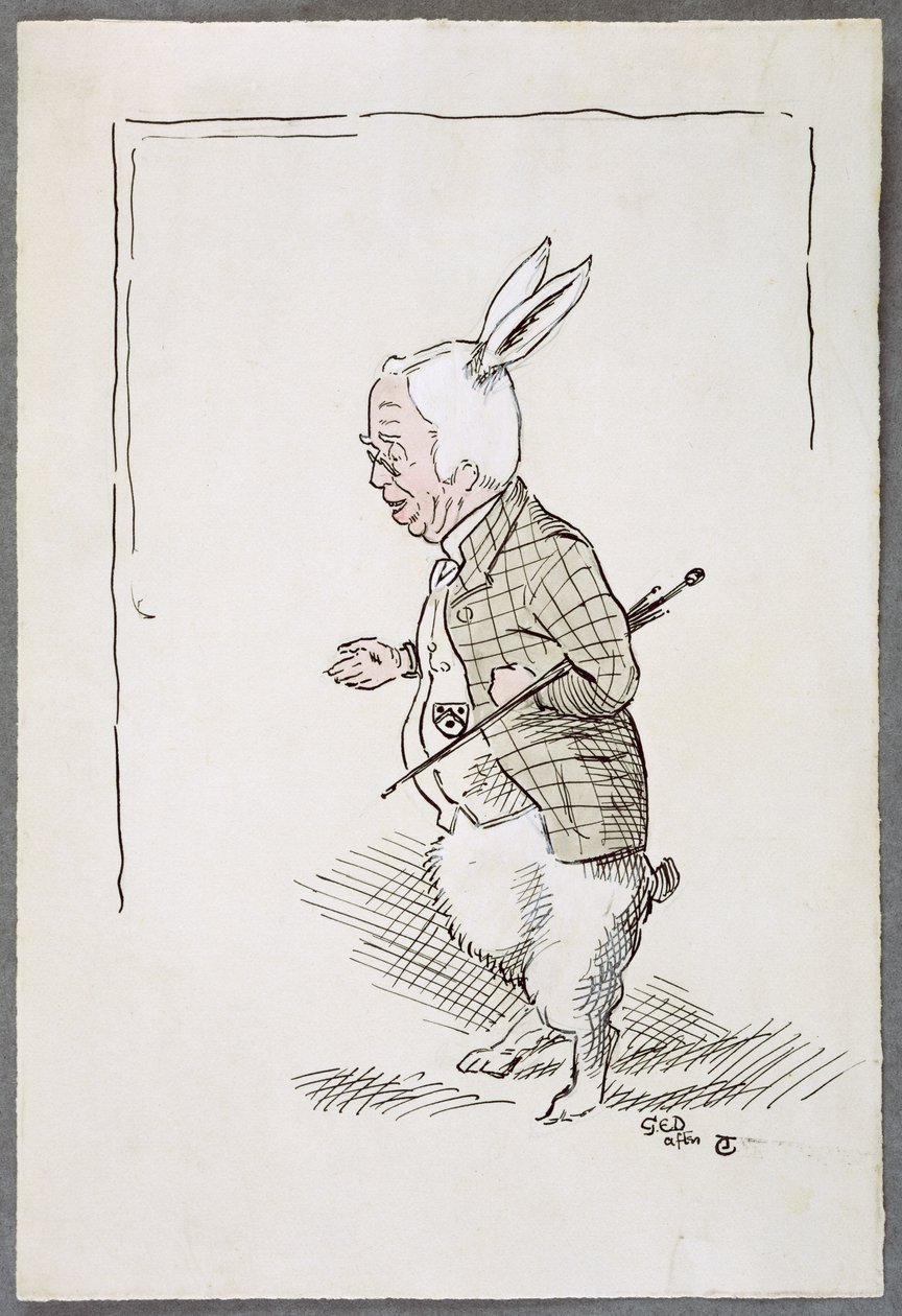 William Archibald Spooner como el Conejo Blanco de John Tenniel
