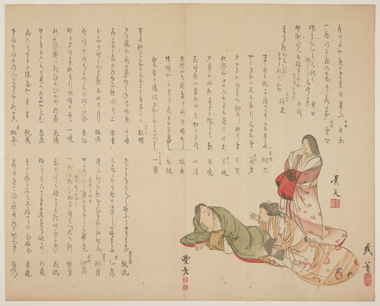 (Tres mujeres con atuendo de corte), c. 1818 de John Thomas Barber Beaumont