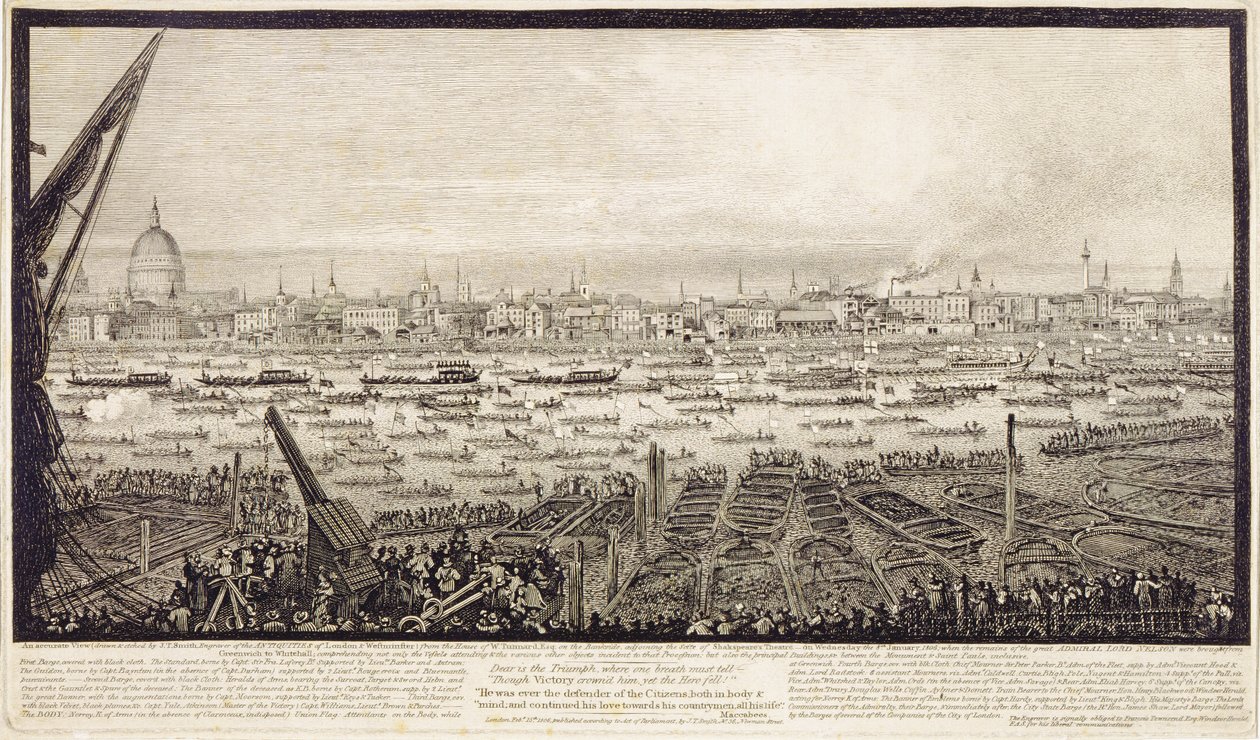 Los Restos de Lord Nelson Transportados por el Támesis desde Greenwich hasta Whitehall, 8 de enero de 1806 de John Thomas Smith